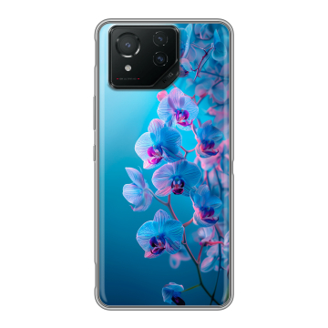 Силиконовый чехол на ASUS ROG Phone 8 Pro с принтом голубые орхидеи Силиконовый чехол на ASUS ROG Phone 8 Pro с принтом голубые орхидеи