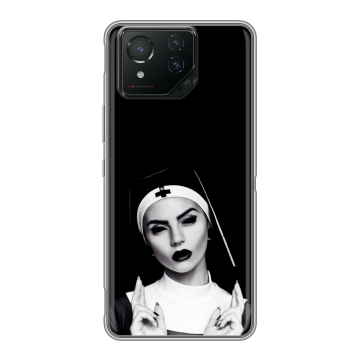 Силиконовый чехол на ASUS ROG Phone 8 Pro с принтом монашка Силиконовый чехол на ASUS ROG Phone 8 Pro с принтом монашка