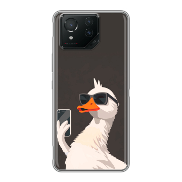 Силиконовый чехол на ASUS ROG Phone 8 Pro с принтом утка в очках Силиконовый чехол на ASUS ROG Phone 8 Pro с принтом утка в очках