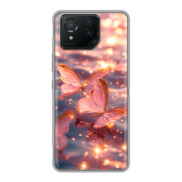 Силиконовый чехол на ASUS ROG Phone 8 Pro с принтом бабочки розовые Силиконовый чехол на ASUS ROG Phone 8 Pro с принтом бабочки розовые