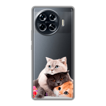 Силиконовый чехол на Tecno Spark 20 Pro Plus с принтом Кошки