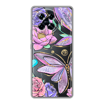 Силиконовый чехол на Tecno Spark 20 Pro Plus с принтом Бабочки и цветы