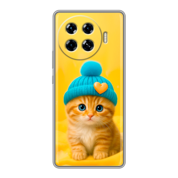 Силиконовый чехол на Tecno Spark 20 Pro Plus с принтом Котенок в шапке Силиконовый чехол на Tecno Spark 20 Pro Plus с принтом Котенок в шапке