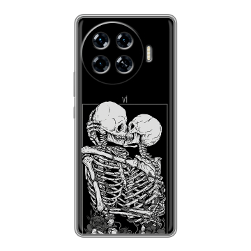 Силиконовый чехол на Tecno Spark 20 Pro Plus с принтом Поцелуй скелетов