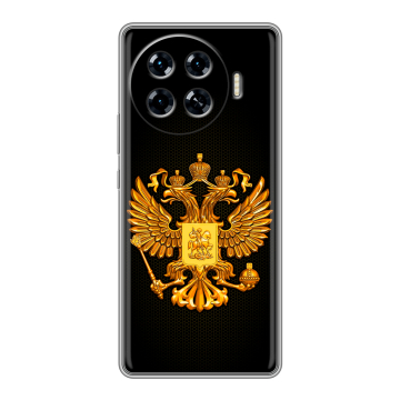 Силиконовый чехол на Tecno Spark 20 Pro Plus с принтом Герб России желтый