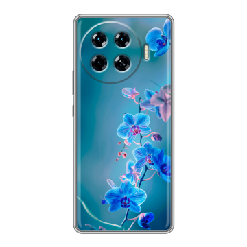 Силиконовый чехол на Tecno Spark 20 Pro Plus с принтом Голубые цветы