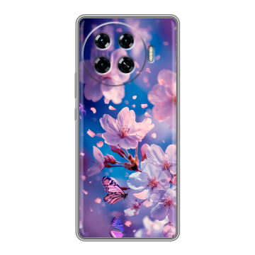 Силиконовый чехол на Tecno Spark 20 Pro Plus с принтом цветы бабочки