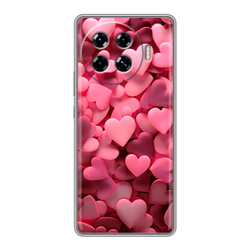 Силиконовый чехол на Tecno Spark 20 Pro Plus с принтом розовые сердечки