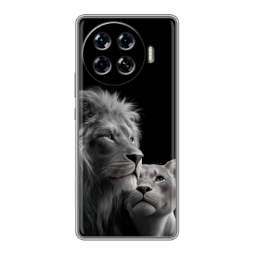 Силиконовый чехол на Tecno Spark 20 Pro Plus с принтом Лев кошки
