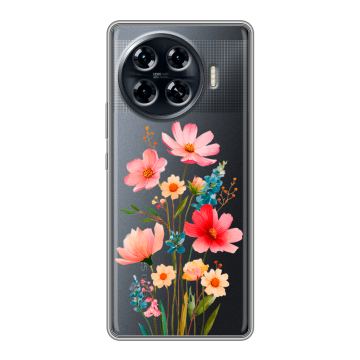 Силиконовый чехол на Tecno Spark 20 Pro Plus с принтом Цветы