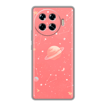 Силиконовый чехол на Tecno Spark 20 Pro Plus с принтом Розовый космос