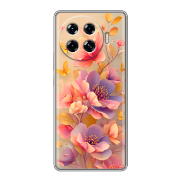 Силиконовый чехол на Tecno Spark 20 Pro Plus с принтом Цветы и бабочки