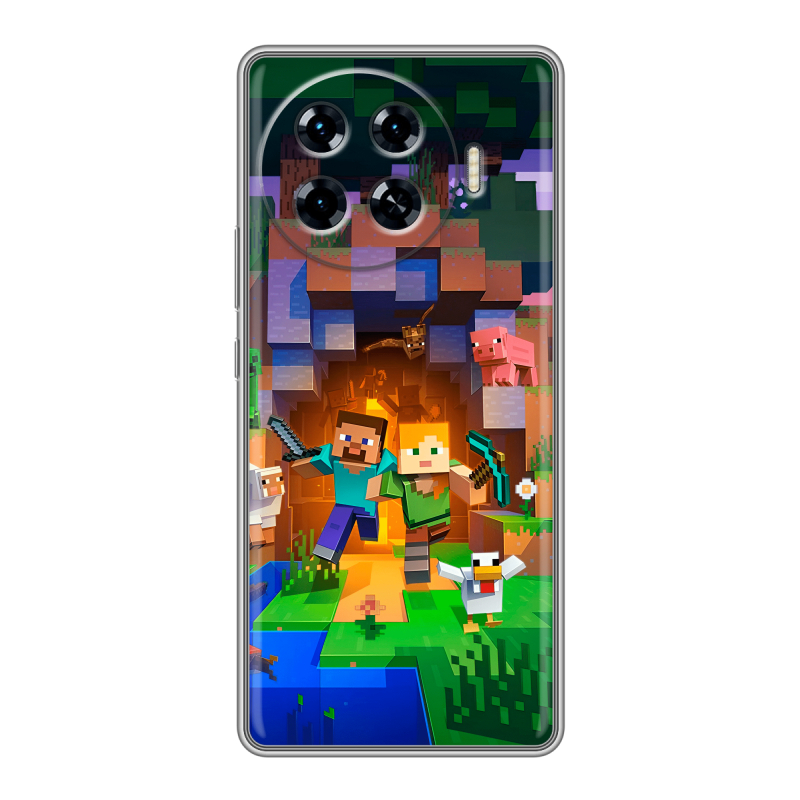 Силиконовый чехол на Tecno Spark 20 Pro Plus с принтом Майнкрафт Minecraft Силиконовый чехол на Tecno Spark 20 Pro Plus с принтом Майнкрафт Minecraft