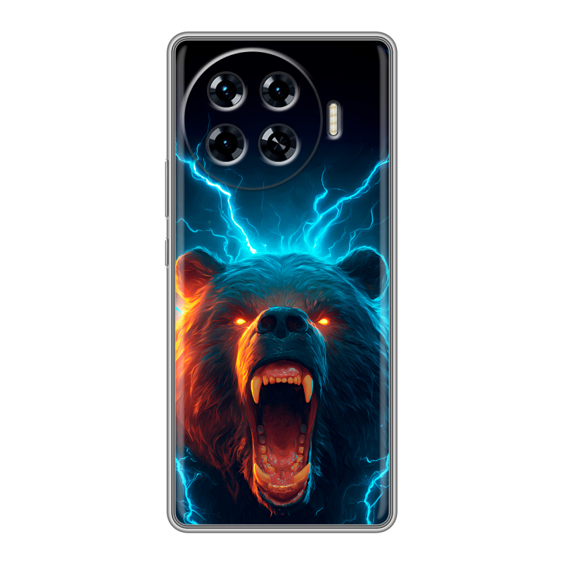 Силиконовый чехол на Tecno Spark 20 Pro Plus с принтом Медведь Силиконовый чехол на Tecno Spark 20 Pro Plus с принтом Медведь