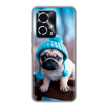 Силиконовый чехол на Honor 90 GT с принтом Мопс в шапке Силиконовый чехол на Honor 90 GT с принтом Мопс в шапке