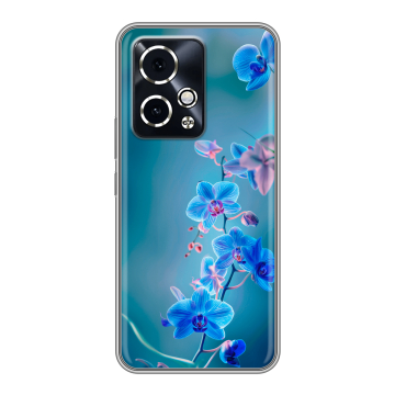 Силиконовый чехол на Honor 90 GT с принтом Голубые цветы Силиконовый чехол на Honor 90 GT с принтом Голубые цветы