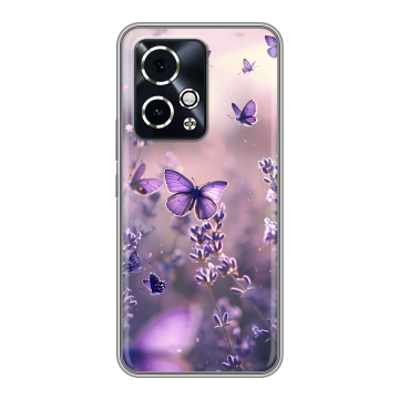 Силиконовый чехол на Honor 90 GT с принтом бабочки и лаванда