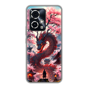 Силиконовый чехол на Honor 90 GT с принтом Дракон Японский Силиконовый чехол на Honor 90 GT с принтом Дракон Японский