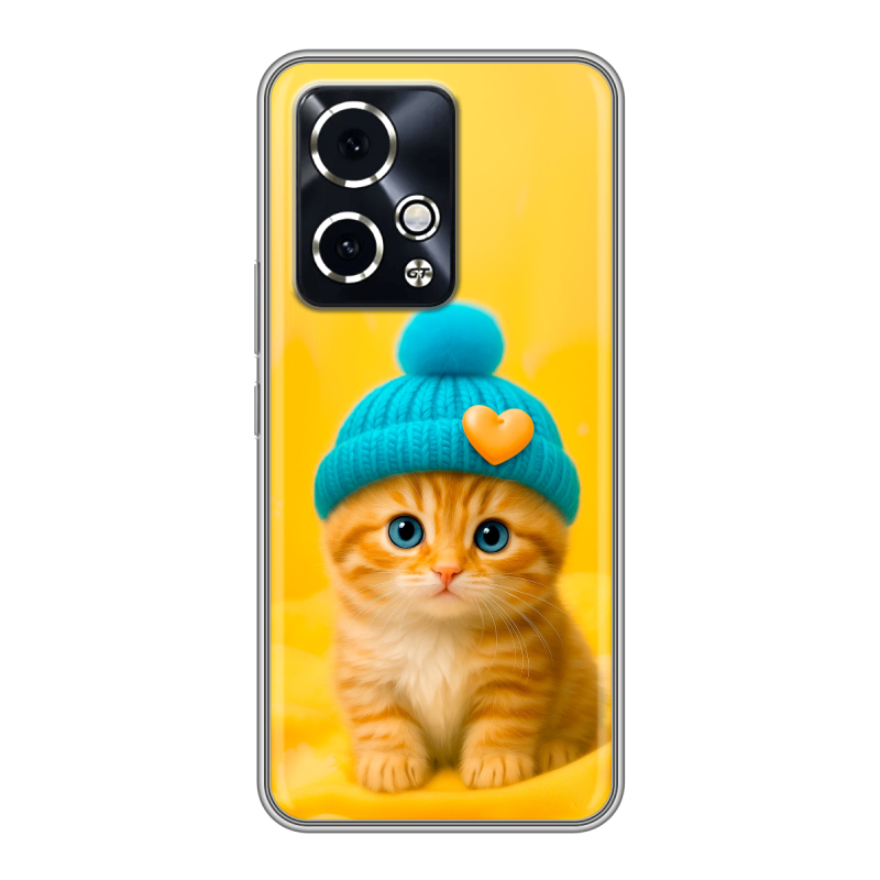 Силиконовый чехол на Honor 90 GT с принтом Котенок в шапке Силиконовый чехол на Honor 90 GT с принтом Котенок в шапке