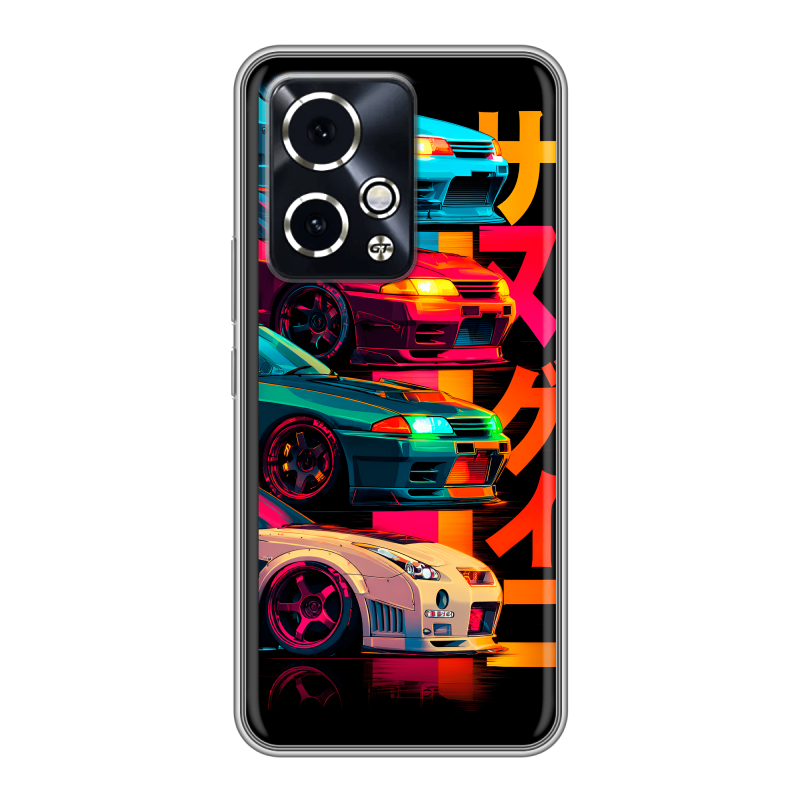 Силиконовый чехол на Honor 90 GT с принтом Гоночные машины Силиконовый чехол на Honor 90 GT с принтом Гоночные машины