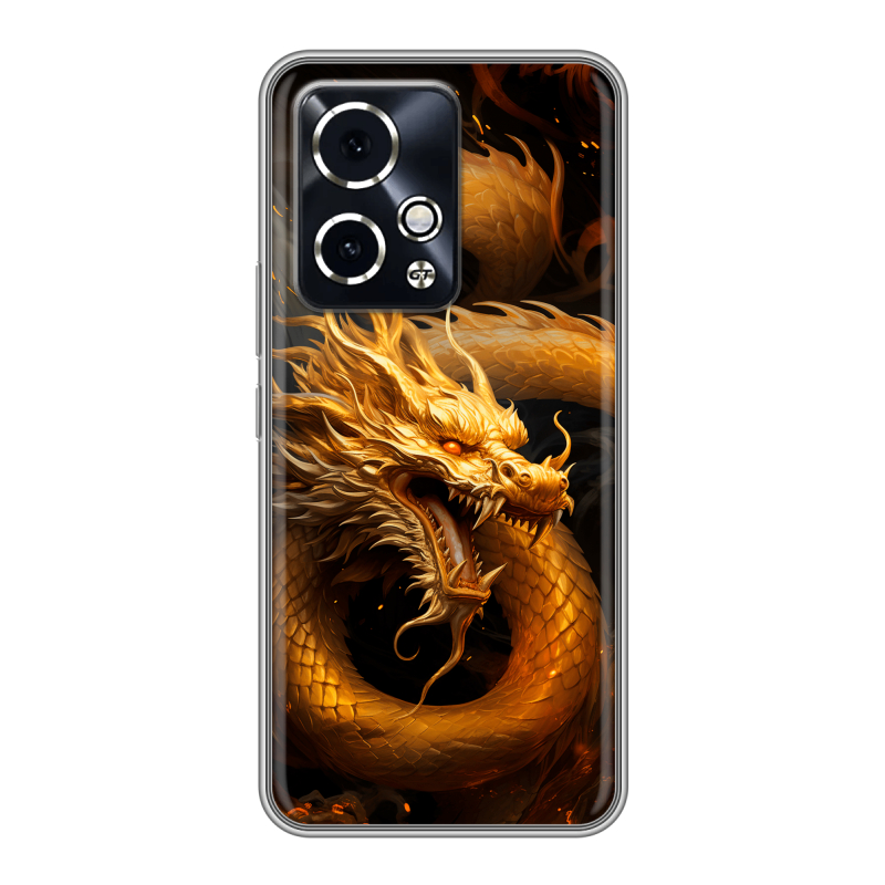 Силиконовый чехол на Honor 90 GT с принтом Золотой дракон Силиконовый чехол на Honor 90 GT с принтом Золотой дракон