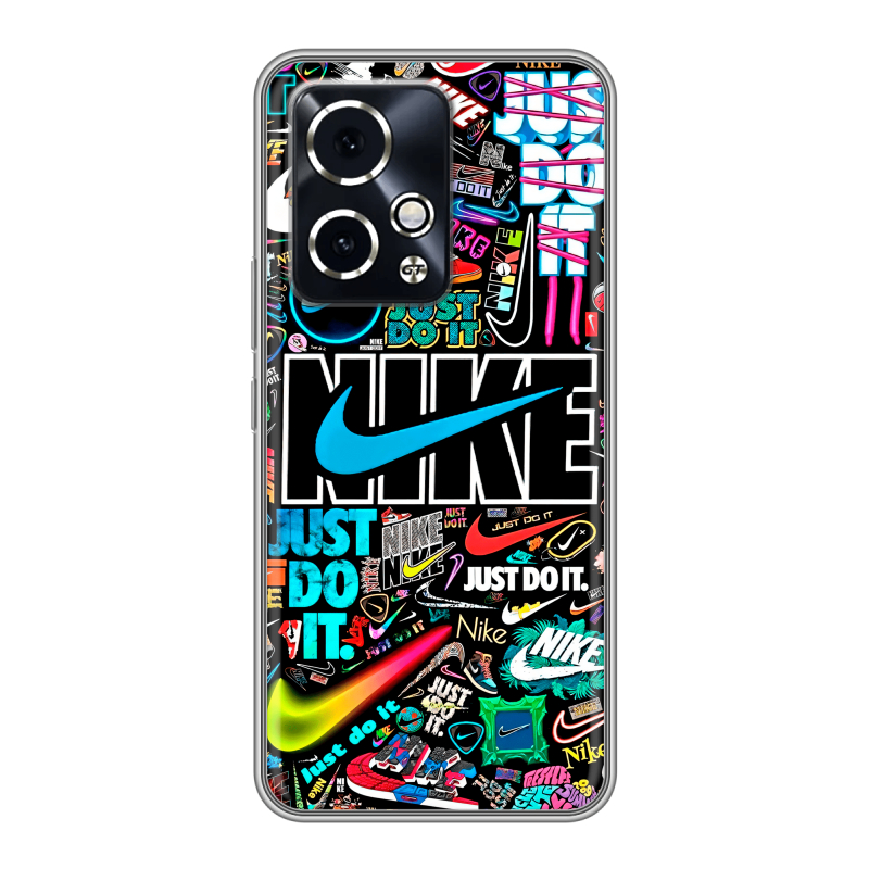 Силиконовый чехол на Honor 90 GT с принтом найк nike черный Силиконовый чехол на Honor 90 GT с принтом найк nike черный