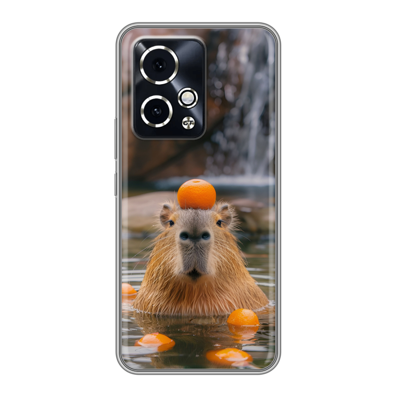 Силиконовый чехол на Honor 90 GT с принтом Капибара с апельсином Силиконовый чехол на Honor 90 GT с принтом Капибара с апельсином