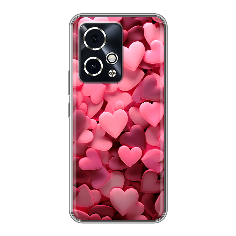 Силиконовый чехол на Honor 90 GT с принтом розовые сердечки Силиконовый чехол на Honor 90 GT с принтом розовые сердечки
