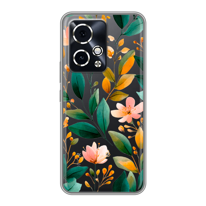 Силиконовый чехол на Honor 90 GT с принтом Цветы паттерн Силиконовый чехол на Honor 90 GT с принтом Цветы паттерн