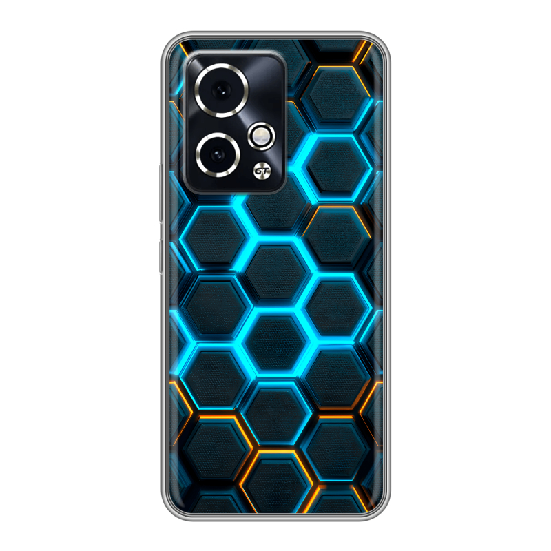 Силиконовый чехол на Honor 90 GT с принтом Неоновые соты Силиконовый чехол на Honor 90 GT с принтом Неоновые соты
