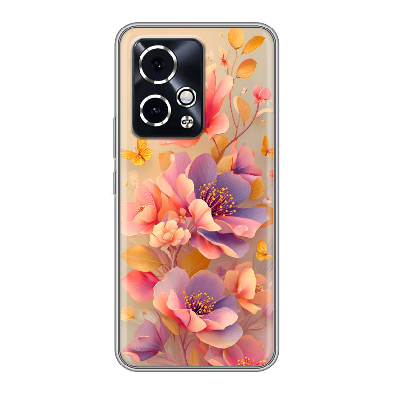 Силиконовый чехол на Honor 90 GT с принтом Цветы и бабочки Силиконовый чехол на Honor 90 GT с принтом Цветы и бабочки