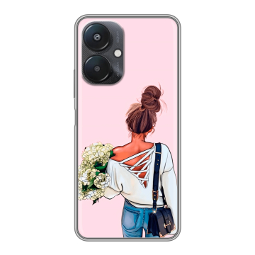 Силиконовый чехол на Xiaomi Redmi 13C 5G с принтом Девушка и букет