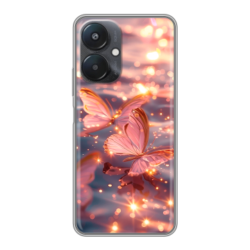 Силиконовый чехол на Xiaomi Redmi 13C 5G с принтом бабочки розовые