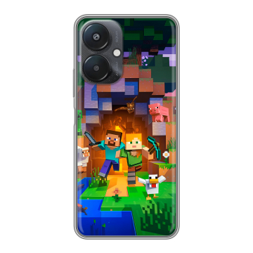 Силиконовый чехол на Xiaomi Redmi 13C 5G с принтом Майнкрафт Minecraft Силиконовый чехол на Xiaomi Redmi 13C 5G с принтом Майнкрафт Minecraft
