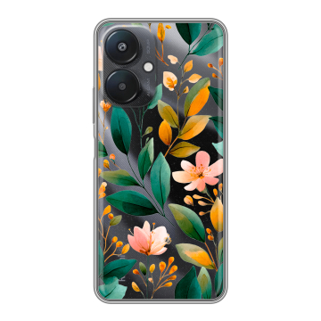 Силиконовый чехол на Xiaomi Redmi 13C 5G с принтом Цветы паттерн Силиконовый чехол на Xiaomi Redmi 13C 5G с принтом Цветы паттерн