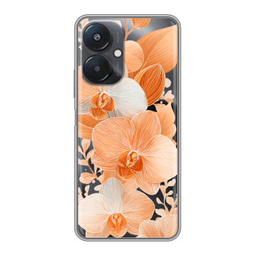 Силиконовый чехол на Xiaomi Redmi 13C 5G с принтом Бежевые цветы Силиконовый чехол на Xiaomi Redmi 13C 5G с принтом Бежевые цветы