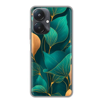 Силиконовый чехол на Xiaomi Redmi 13C 5G с принтом Листья и золото Силиконовый чехол на Xiaomi Redmi 13C 5G с принтом Листья и золото