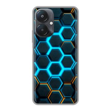 Силиконовый чехол на Xiaomi Redmi 13C 5G с принтом Неоновые соты Силиконовый чехол на Xiaomi Redmi 13C 5G с принтом Неоновые соты