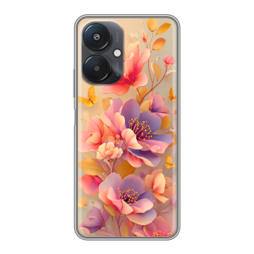 Силиконовый чехол на Xiaomi Redmi 13C 5G с принтом Цветы и бабочки Силиконовый чехол на Xiaomi Redmi 13C 5G с принтом Цветы и бабочки