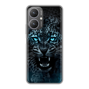Силиконовый чехол на Xiaomi Redmi 13R 5G с принтом Темный леопард Силиконовый чехол на Xiaomi Redmi 13R 5G с принтом Темный леопард