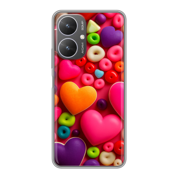Силиконовый чехол на Xiaomi Redmi 13R 5G с принтом Сердечки Силиконовый чехол на Xiaomi Redmi 13R 5G с принтом Сердечки