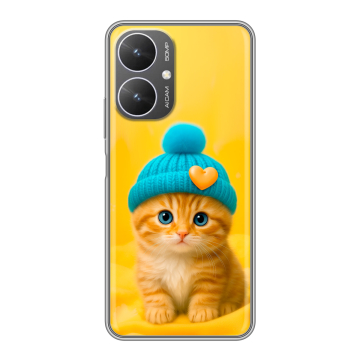 Силиконовый чехол на Xiaomi Redmi 13R 5G с принтом Котенок в шапке Силиконовый чехол на Xiaomi Redmi 13R 5G с принтом Котенок в шапке