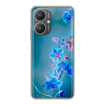 Силиконовый чехол на Xiaomi Redmi 13R 5G с принтом Голубые цветы