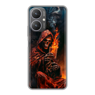 Силиконовый чехол на Xiaomi Redmi 13R 5G с принтом Скелет и карты Силиконовый чехол на Xiaomi Redmi 13R 5G с принтом Скелет и карты