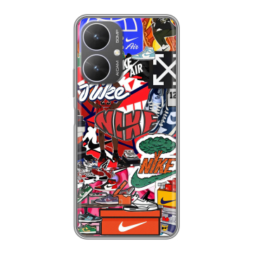 Силиконовый чехол на Xiaomi Redmi 13R 5G с принтом Найк Nike яркий Силиконовый чехол на Xiaomi Redmi 13R 5G с принтом Найк Nike яркий