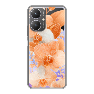 Силиконовый чехол на Xiaomi Redmi 13R 5G с принтом Бежевые цветы Силиконовый чехол на Xiaomi Redmi 13R 5G с принтом Бежевые цветы