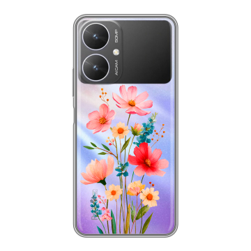 Силиконовый чехол на Xiaomi Redmi 13R 5G с принтом Цветы Силиконовый чехол на Xiaomi Redmi 13R 5G с принтом Цветы