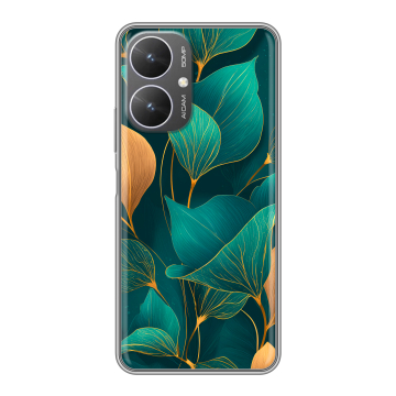 Силиконовый чехол на Xiaomi Redmi 13R 5G с принтом Листья и золото Силиконовый чехол на Xiaomi Redmi 13R 5G с принтом Листья и золото