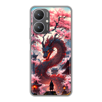 Силиконовый чехол на Xiaomi Redmi 13R 5G с принтом Дракон Японский