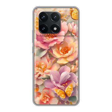 Силиконовый чехол на Xiaomi Redmi K70 5G с принтом Цветы и бабочки